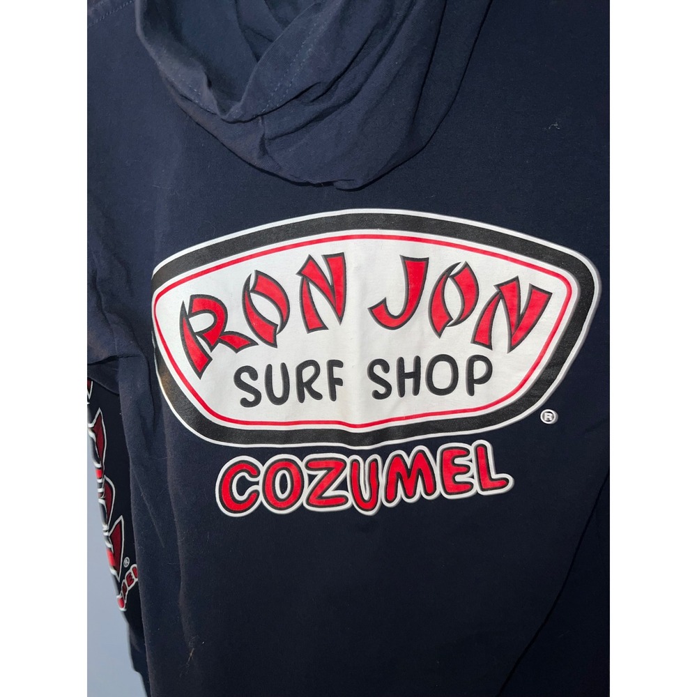 Ron Jon Surf Shop Cozumel Black Long Sleeve Hooded Graphic T-Shirt Mens Small - Picture 2 of 6
